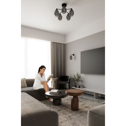 Luster na štapu FILLAN 5xE27/60W/230V crna