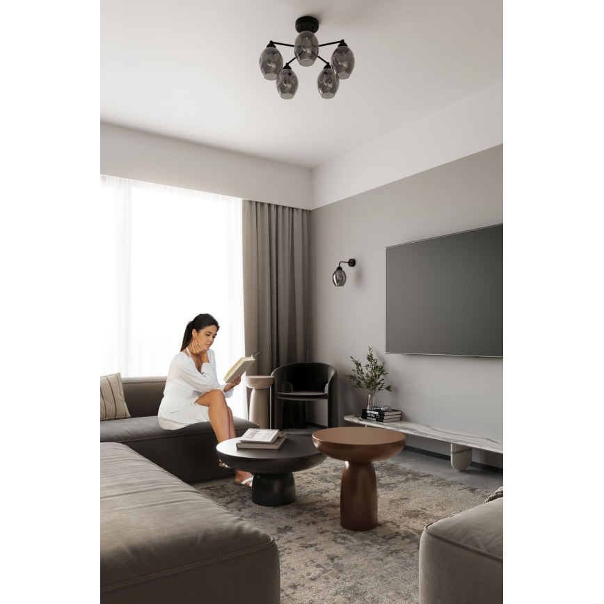 Luster na štapu FILLAN 5xE27/60W/230V crna