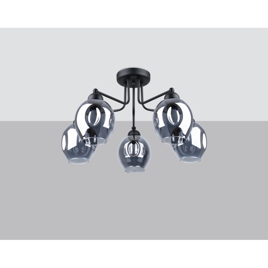 Luster na štapu FILLAN 5xE27/60W/230V crna