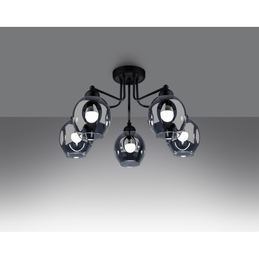 Luster na štapu FILLAN 5xE27/60W/230V crna