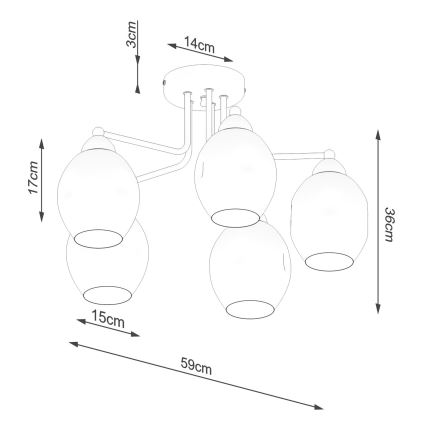 Luster na štapu FILLAN 5xE27/60W/230V crna