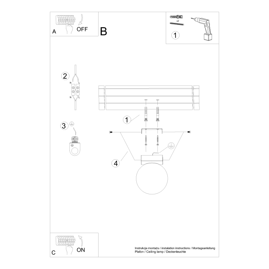 Stropna svjetiljka YOLI 1xG9/12W/230V crna