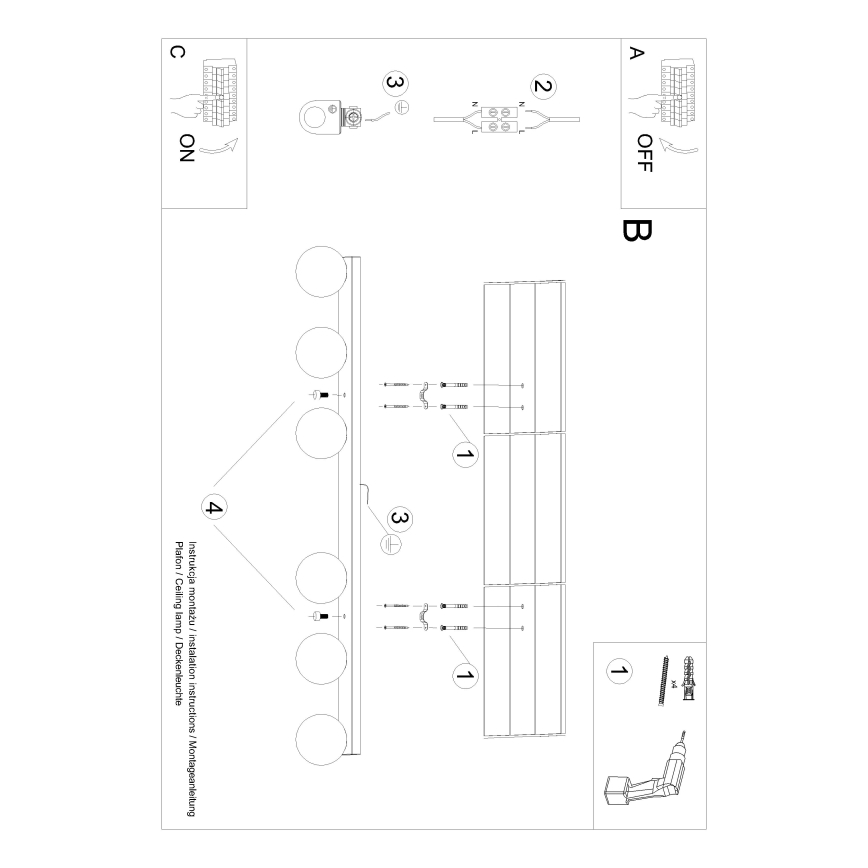 Stropna svjetiljka YOLI 6xG9/12W/230V crna