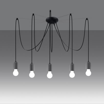 Luster na sajli NESO 5xE27/15W/230V pauk beton