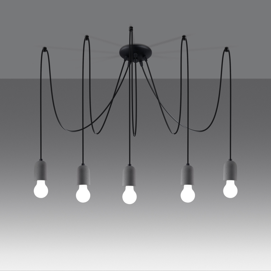 Luster na sajli NESO 5xE27/15W/230V pauk beton