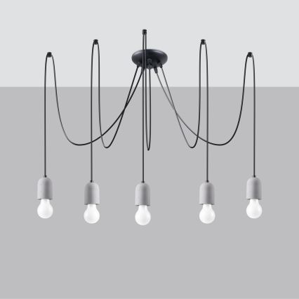 Luster na sajli NESO 5xE27/15W/230V pauk beton