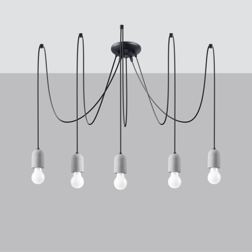 Luster na sajli NESO 5xE27/15W/230V pauk beton