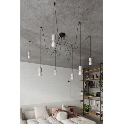Luster na sajli NESO 5xE27/15W/230V pauk beton
