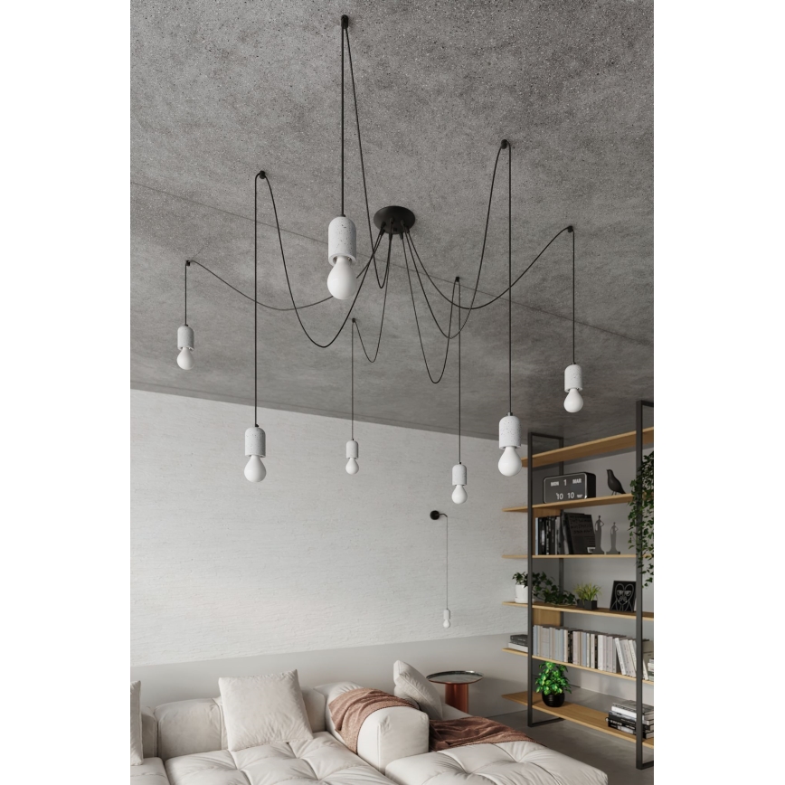 Luster na sajli NESO 5xE27/15W/230V pauk beton