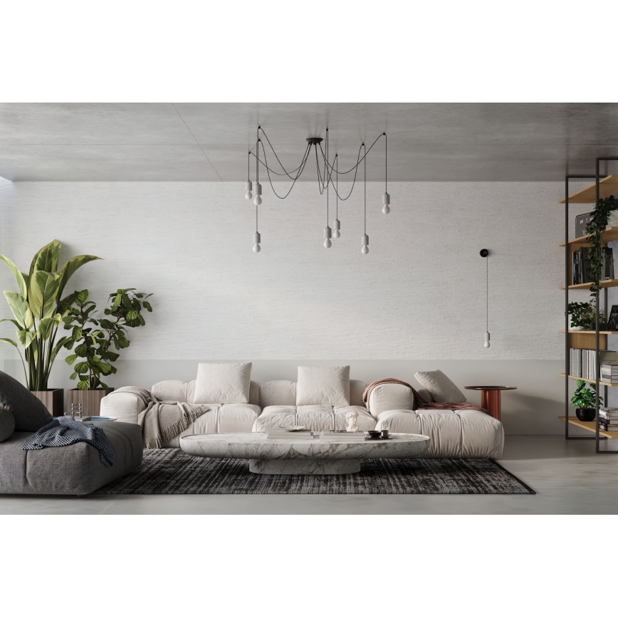Luster na sajli NESO 5xE27/15W/230V pauk beton