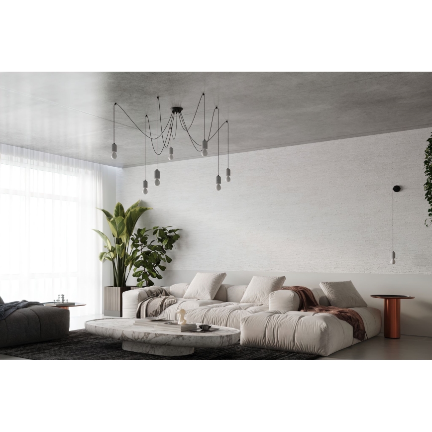 Luster na sajli NESO 5xE27/15W/230V pauk beton