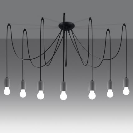 Luster na sajli NESO 7xE27/15W/230V pauk beton