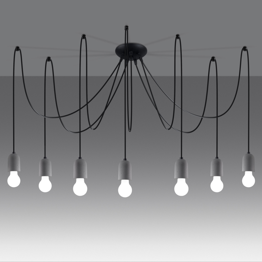 Luster na sajli NESO 7xE27/15W/230V pauk beton
