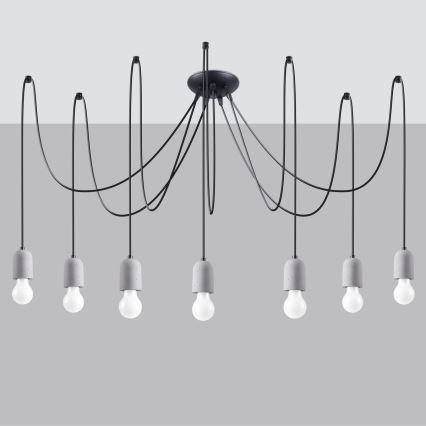 Luster na sajli NESO 7xE27/15W/230V pauk beton