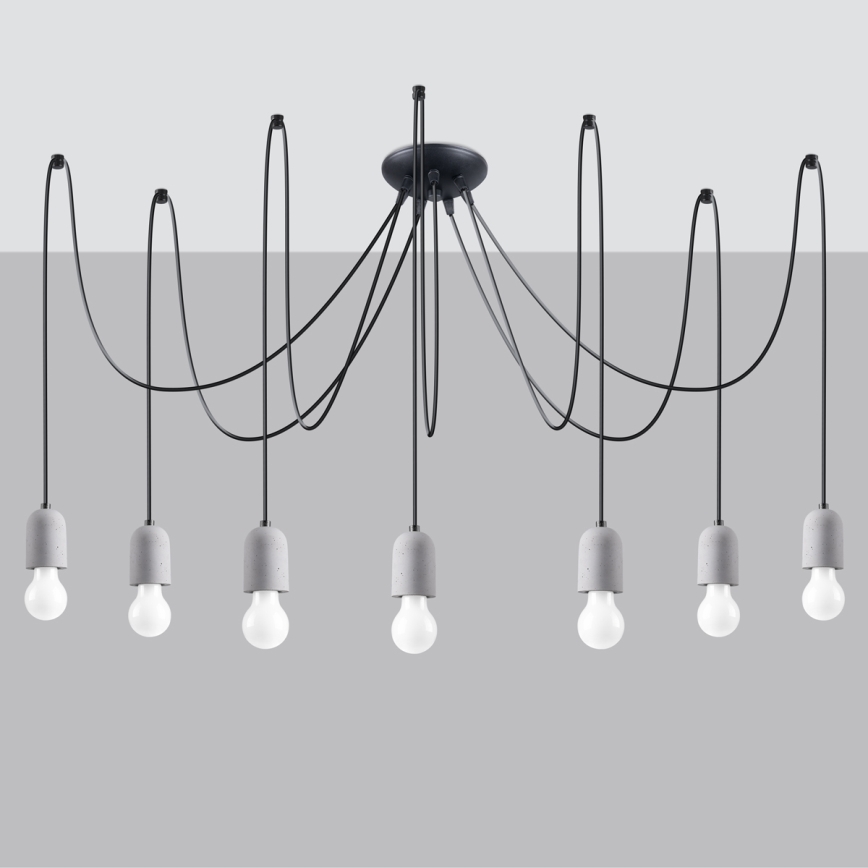 Luster na sajli NESO 7xE27/15W/230V pauk beton