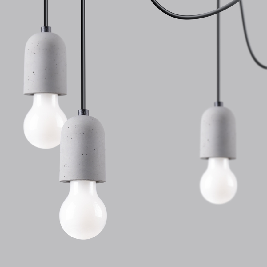 Luster na sajli NESO 7xE27/15W/230V pauk beton