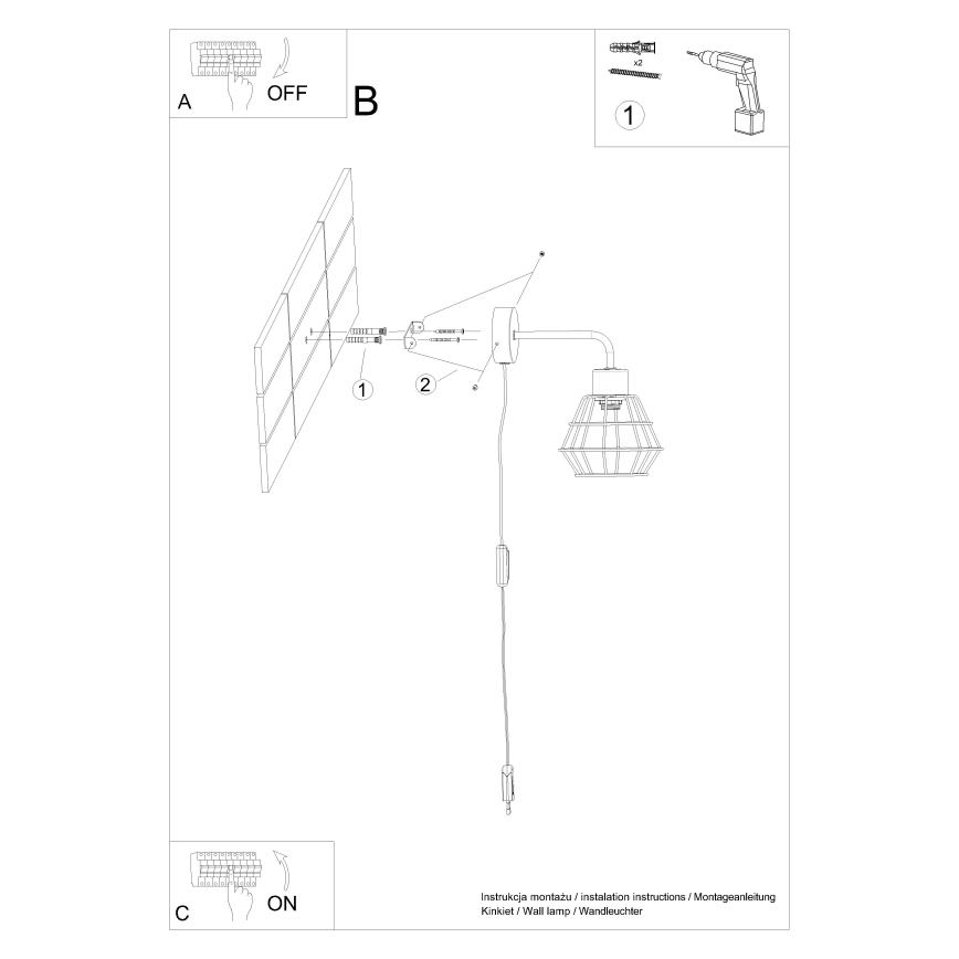 Zidna lampa SUBA 1xE27/15W/230V crna