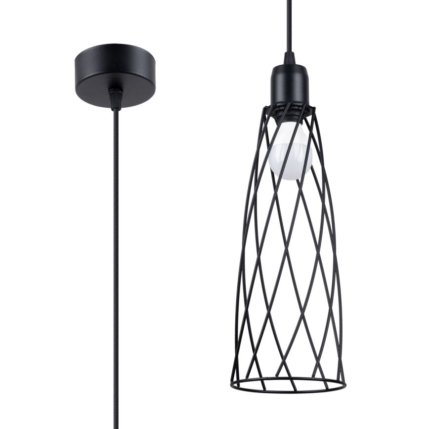 Luster na sajli SUBA 1xE27/15W/230V crna