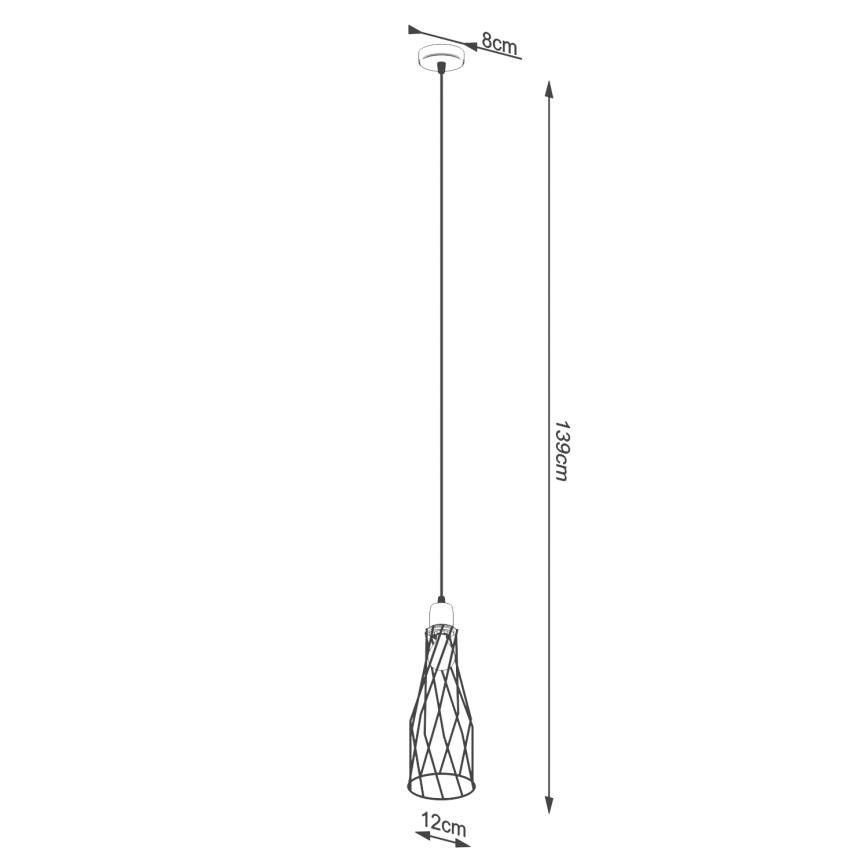 Luster na sajli SUBA 1xE27/15W/230V crna