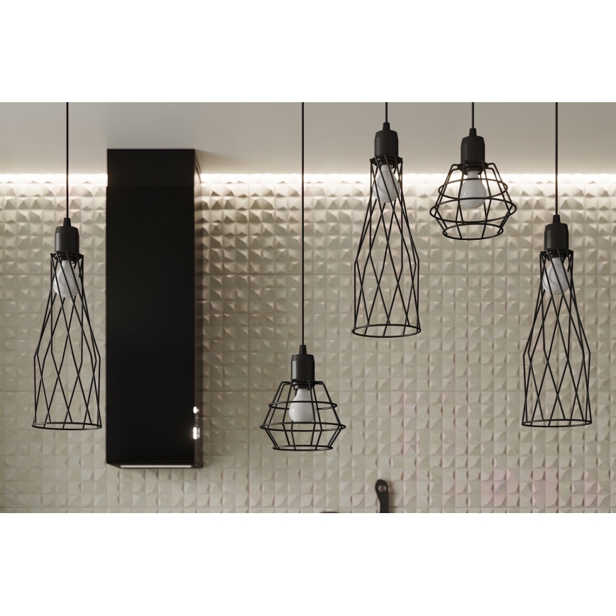 Luster na sajli SUBA 4xE27/15W/230V crna
