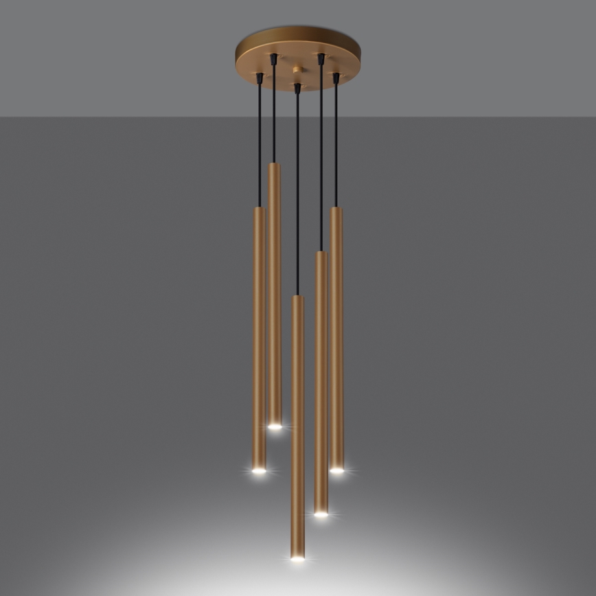 Luster na sajli PASTELO 5xG9/8W/230V zlatna