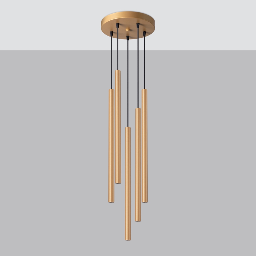 Luster na sajli PASTELO 5xG9/8W/230V zlatna