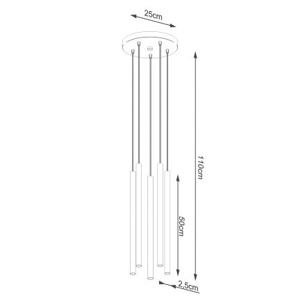 Luster na sajli PASTELO 5xG9/8W/230V bijela