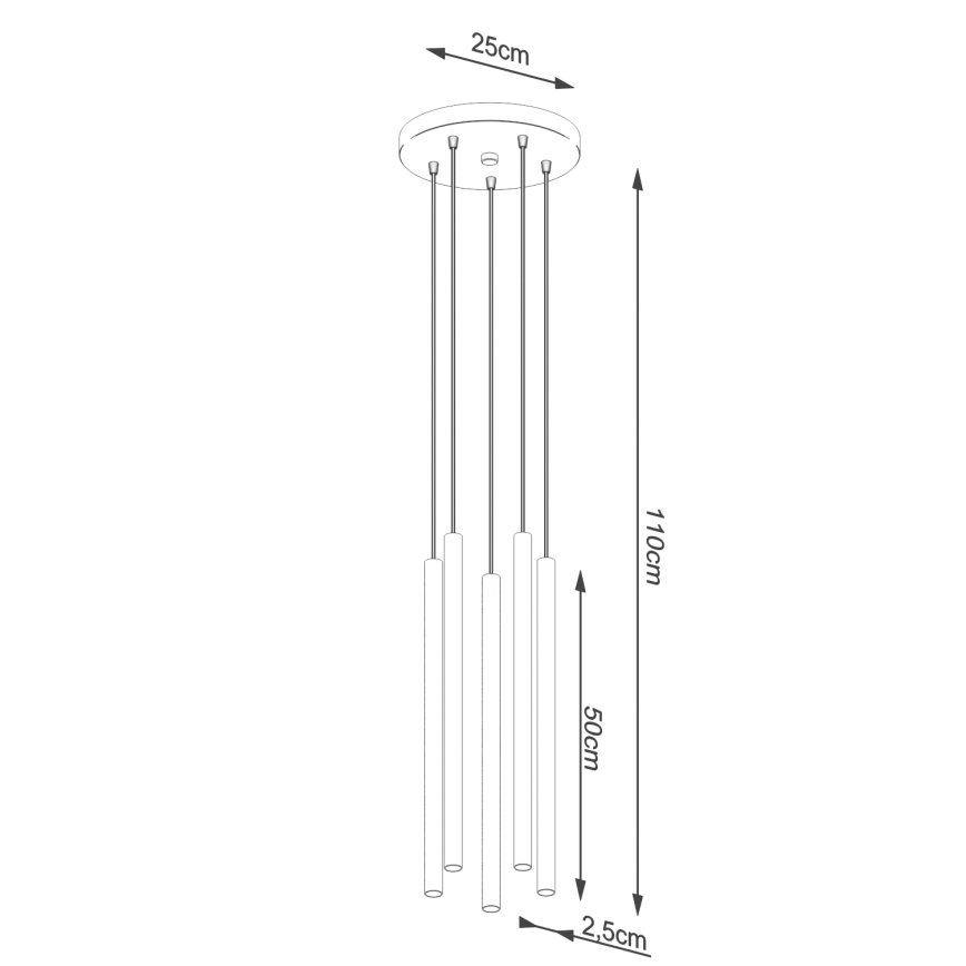 Luster na sajli PASTELO 5xG9/8W/230V crna