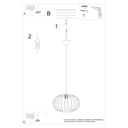 Luster na sajli TSUNO 1xE27/15W/230V crna
