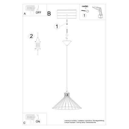 Luster na sajli EDA 1xE27/15W/230V crna