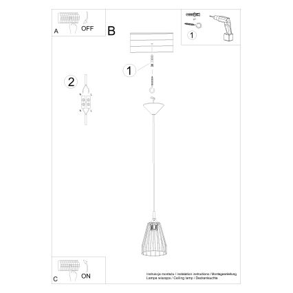 Luster na sajli LEYO 1xE27/15W/230V crna