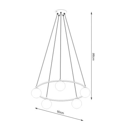 Luster na sajli YOLI 5xG9/8W/230V crna