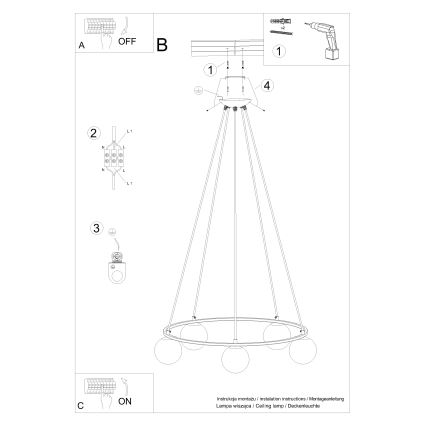 Luster na sajli YOLI 5xG9/8W/230V crna