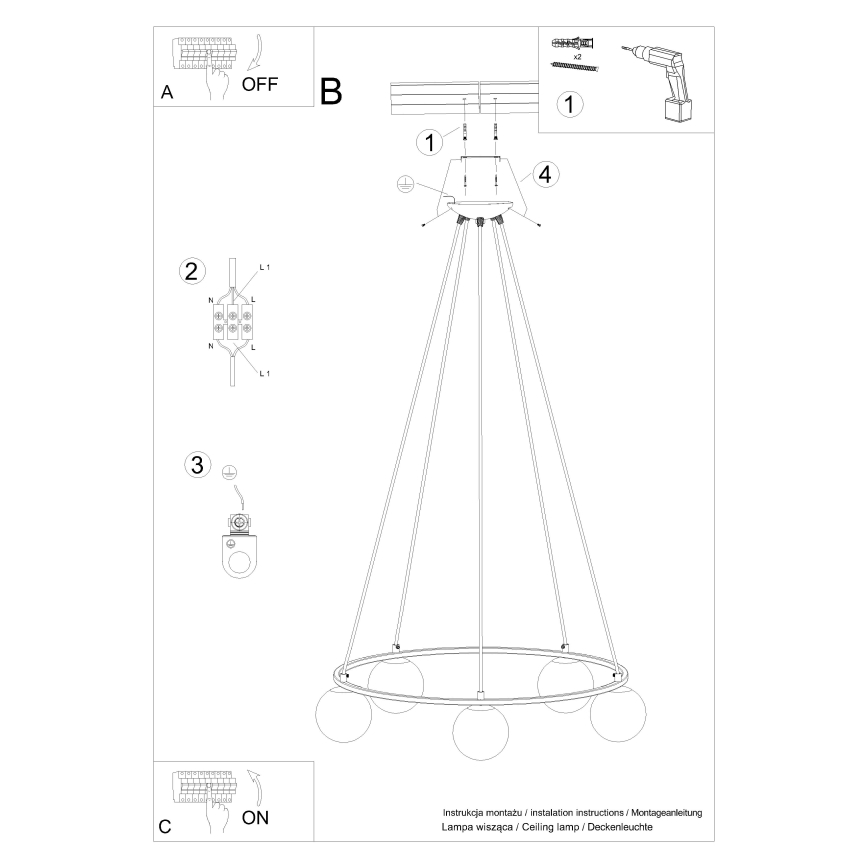 Luster na sajli YOLI 5xG9/8W/230V crna