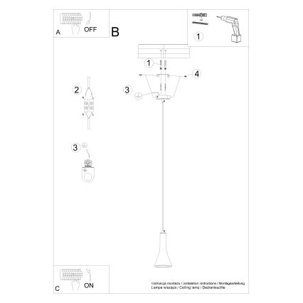 Luster na sajli REA 1xE14/12W/230V beton