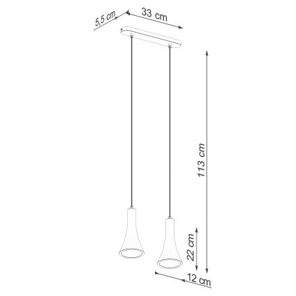 Luster na sajli REA 2xE14/12W/230V beton