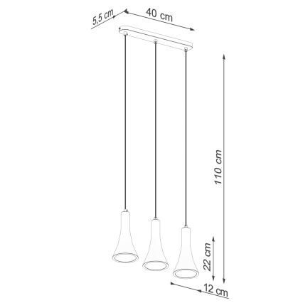 Luster na sajli REA 3xE14/12W/230V beton