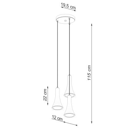 Luster na sajli REA 3xE14/12W/230V beton