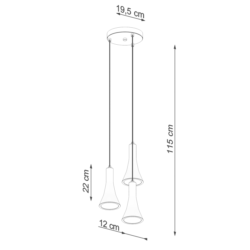 Luster na sajli REA 3xE14/12W/230V beton
