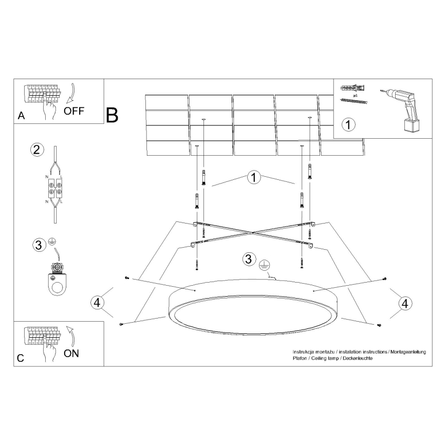 LED stropna svjetiljka ONYX LED/32W/230V, Ø 40 cm, crna