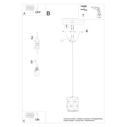 Luster na sajli GOBI 1xE27/15W/230V keramika