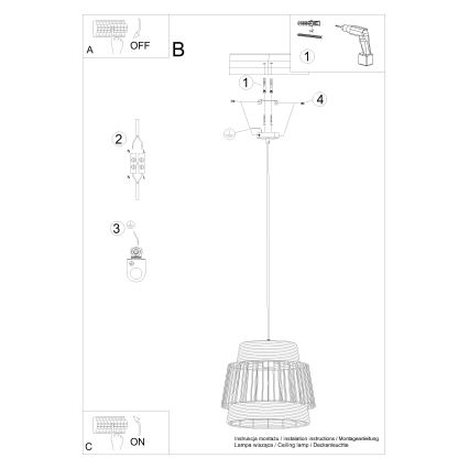 Luster na sajli BRILO 1xE27/15W/230V