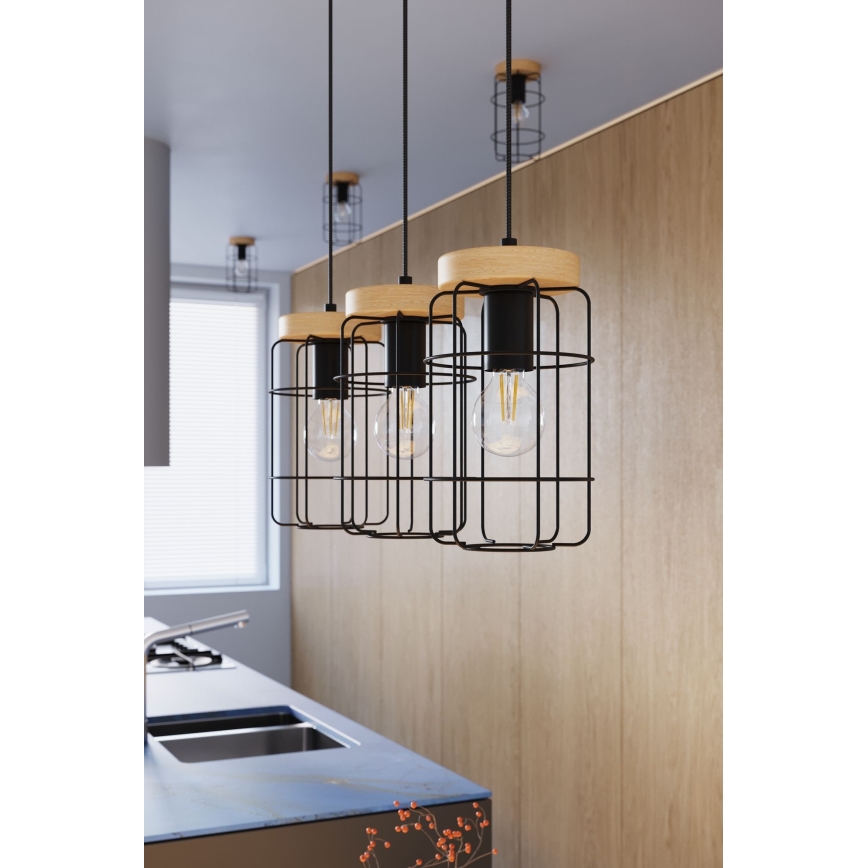 Stropna svjetiljka GOTTO 1xE27/15W/230V crna/bukva