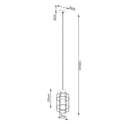 Luster na sajli GOTTO 1xE27/15W/230V crna/bukva