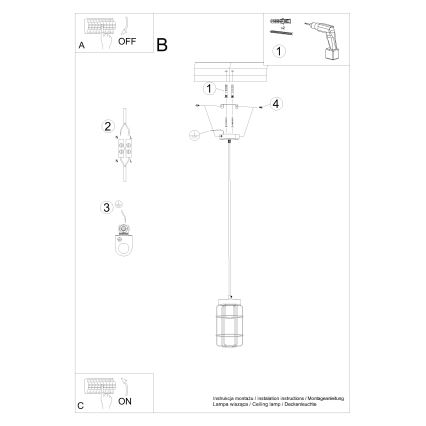 Luster na sajli GOTTO 1xE27/15W/230V crna/bukva