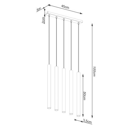 Luster na sajli PASTELO 5xG9/8W/230V bukva