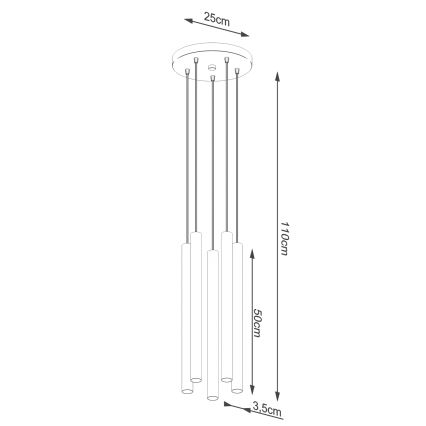 Luster na sajli PASTELO 5xG9/8W/230V bukva