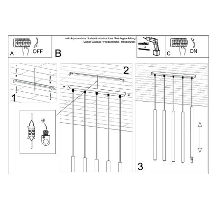 Luster na sajli PASTELO 5xG9/8W/230V beton