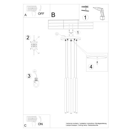 Luster na sajli PASTELO 5xG9/8W/230V beton