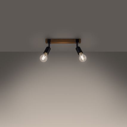 Reflektorska svjetiljka ZUCA 2xE27/15W/230V crna/hrast